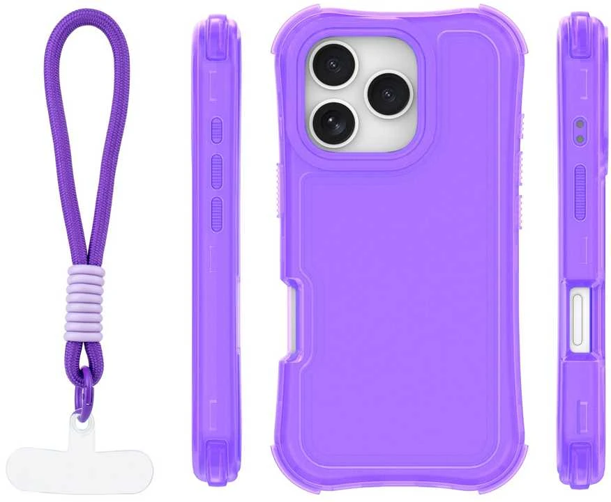 TFO Telforceone „Safepop“ dėklas su dirželiu, skirtas „iPhone 16 Pro Max 6,9“; violetinis