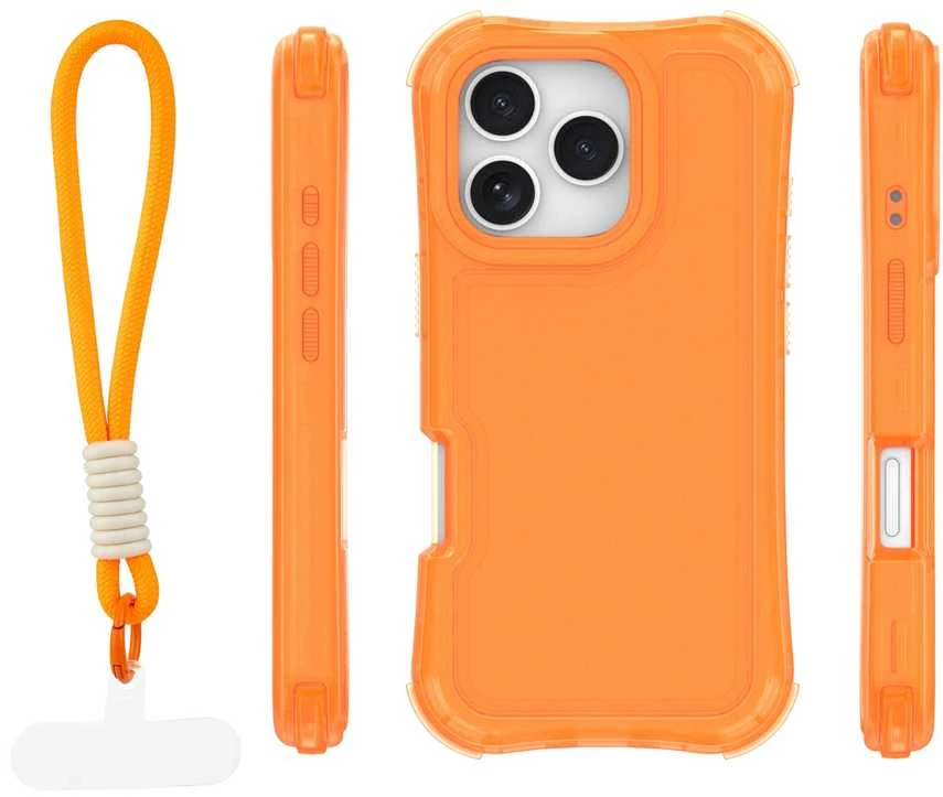 TFO Telforceone „Safepop“ dėklas su dirželiu, skirtas „iPhone 16 Pro 6,3“; oranžinis