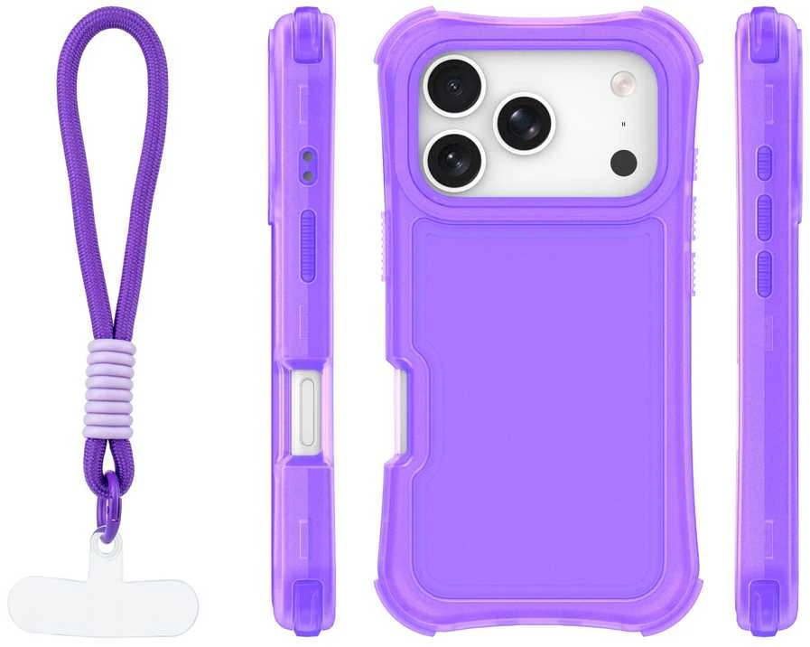 TFO Telforceone „Safepop“ dėklas su dirželiu, skirtas „iPhone 17 Pro Max 6,9“; violetinis