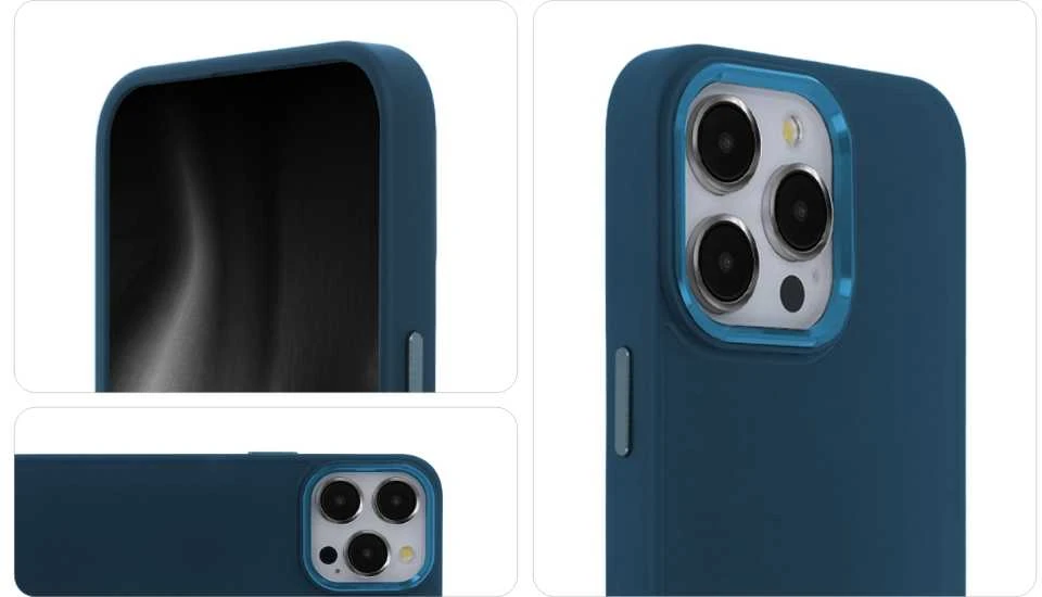 Tecto Shield Telforceone Elegantiškas atlasinis dėklas, skirtas iPhone 14 6,1 colio, tamsiai mėlynas