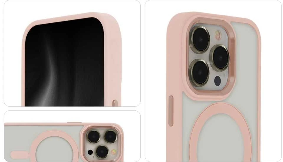 Tecto Shield Telforceone Elegantiškas atlasinis „Mag“ dėklas, skirtas „iPhone 12 / 12 Pro 6,1“; rožinis