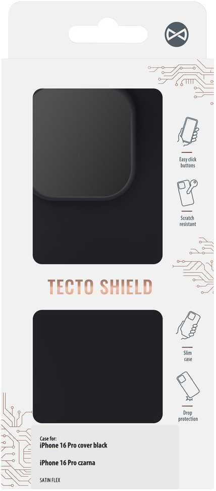 Dėklas Tecto Shield Telforceone Satin Flex iPhone 16 Pro cover juodas