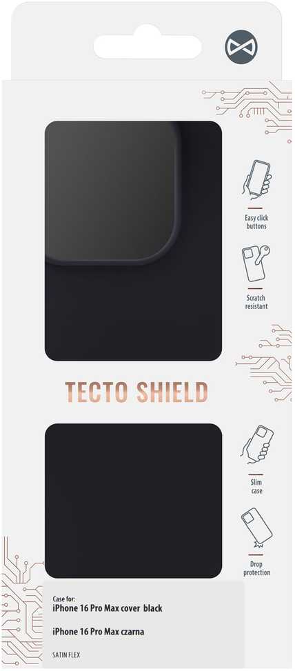 Dėklas Tecto Shield Telforceone Satin Flex iPhone 16 Pro Max cover juodas