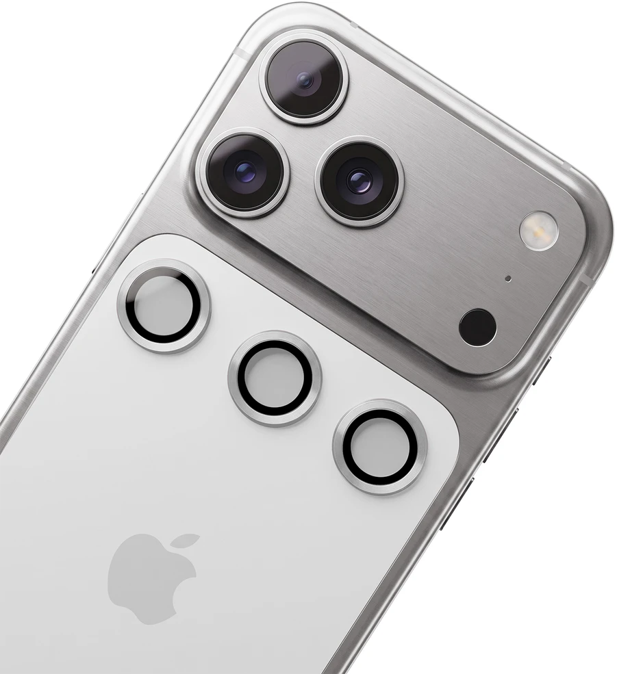 TFO „iPhone 18 Pro“ kameros lęšių apsaugų rinkinys, sidabrinės spalvos
