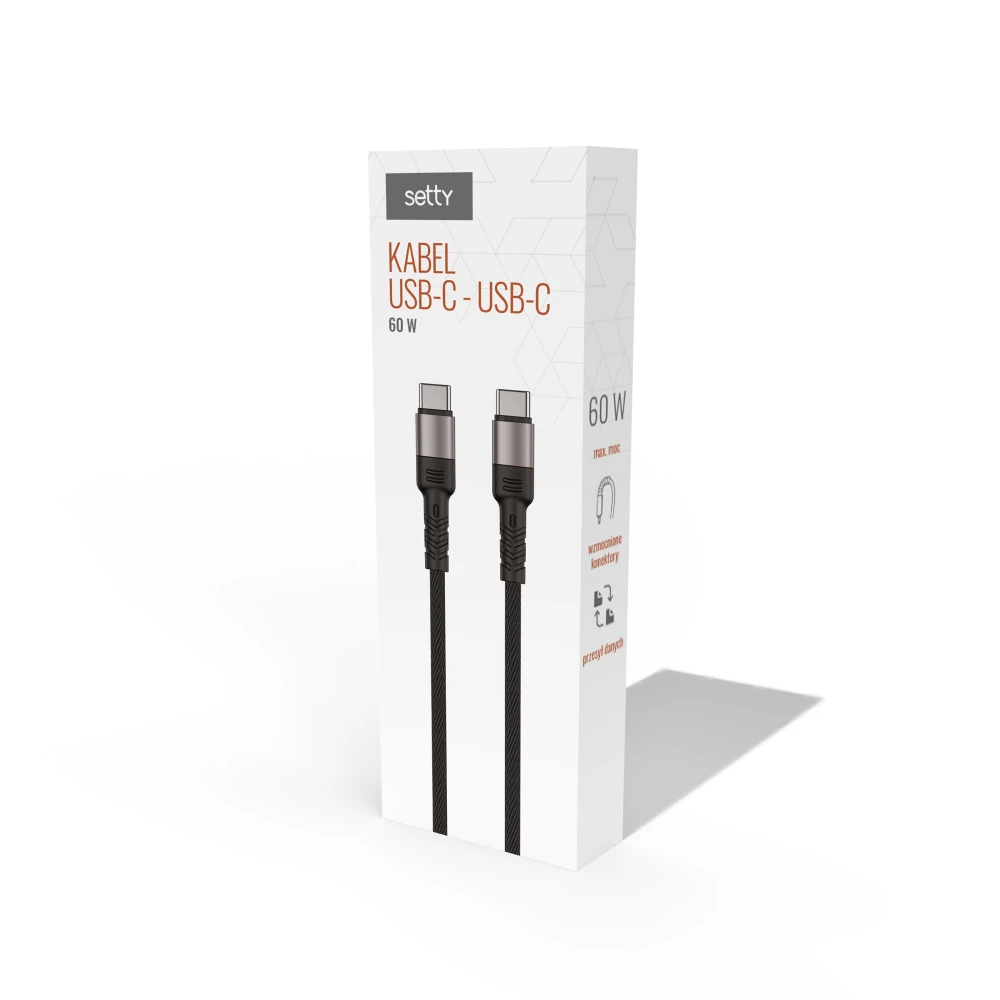 Telforceone Setty cable USB-C - USB-C 100W 1,0 m KSL-02 juodas JO