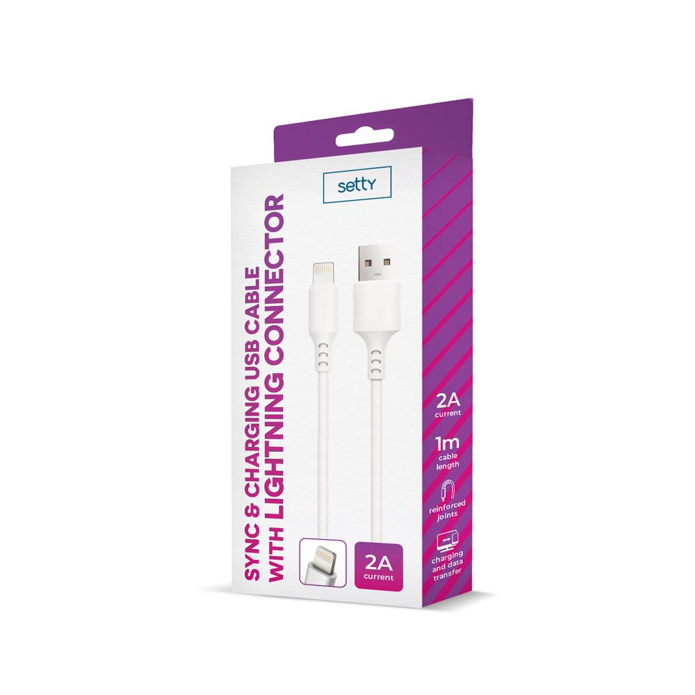 TelForceone "Setty" kabelis USB - "Lightning" 1,0 m 2A baltas NAUJIENA