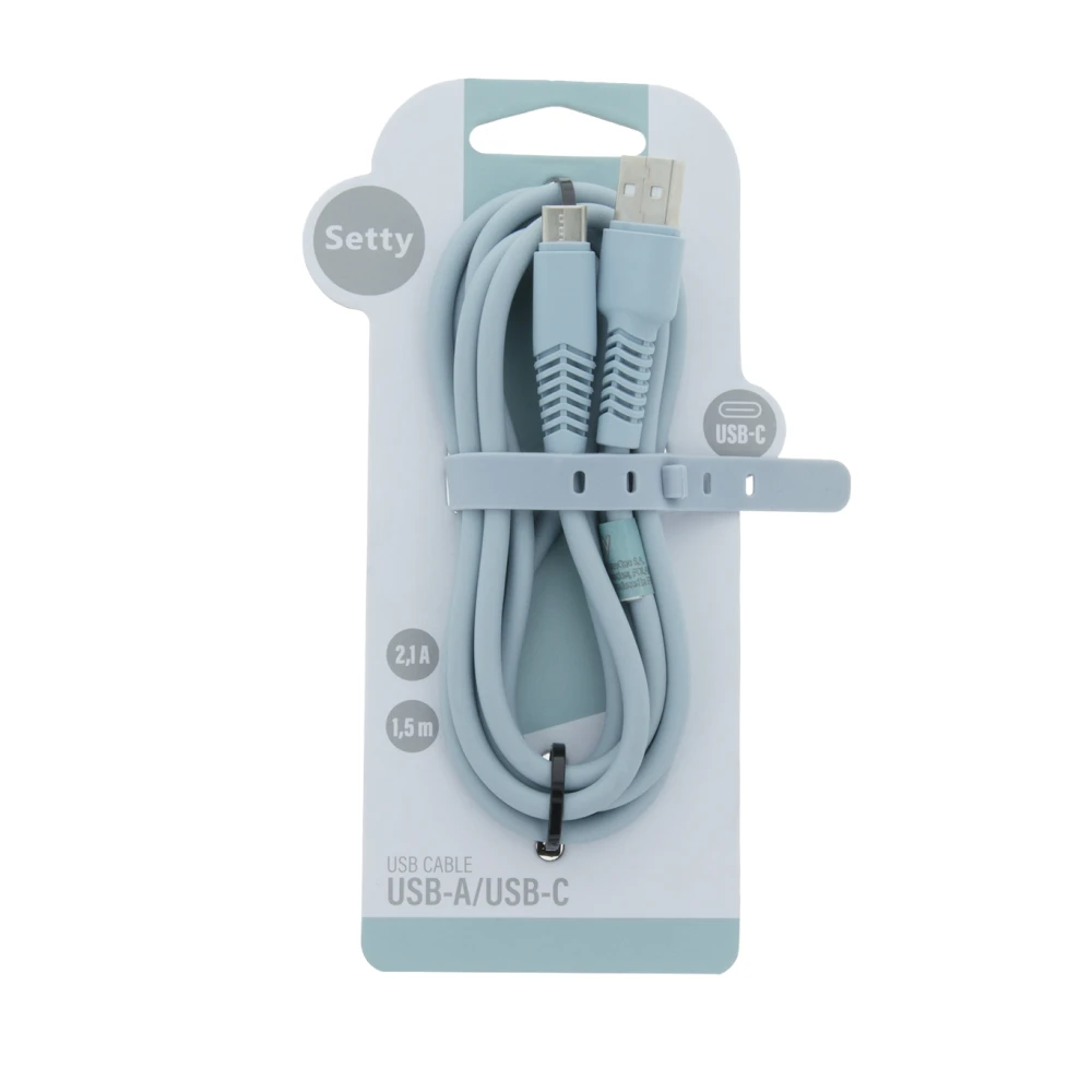 TelForceone Setty kabelis USB - USB-C 1,5 m 2,1A KSA-C-1.523 mėlynas