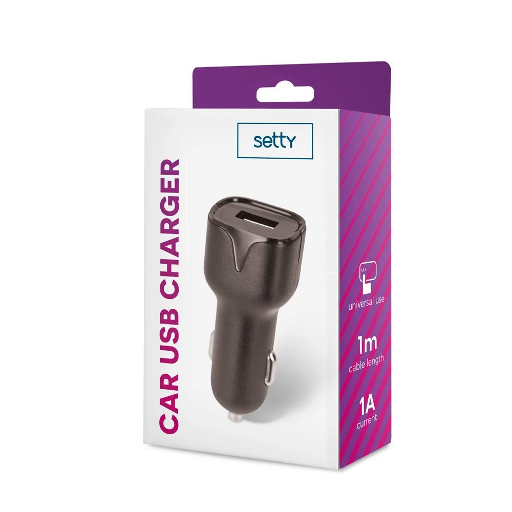 TelForceone Setty automobilinis pakrovėjas 1x USB 1A juodas