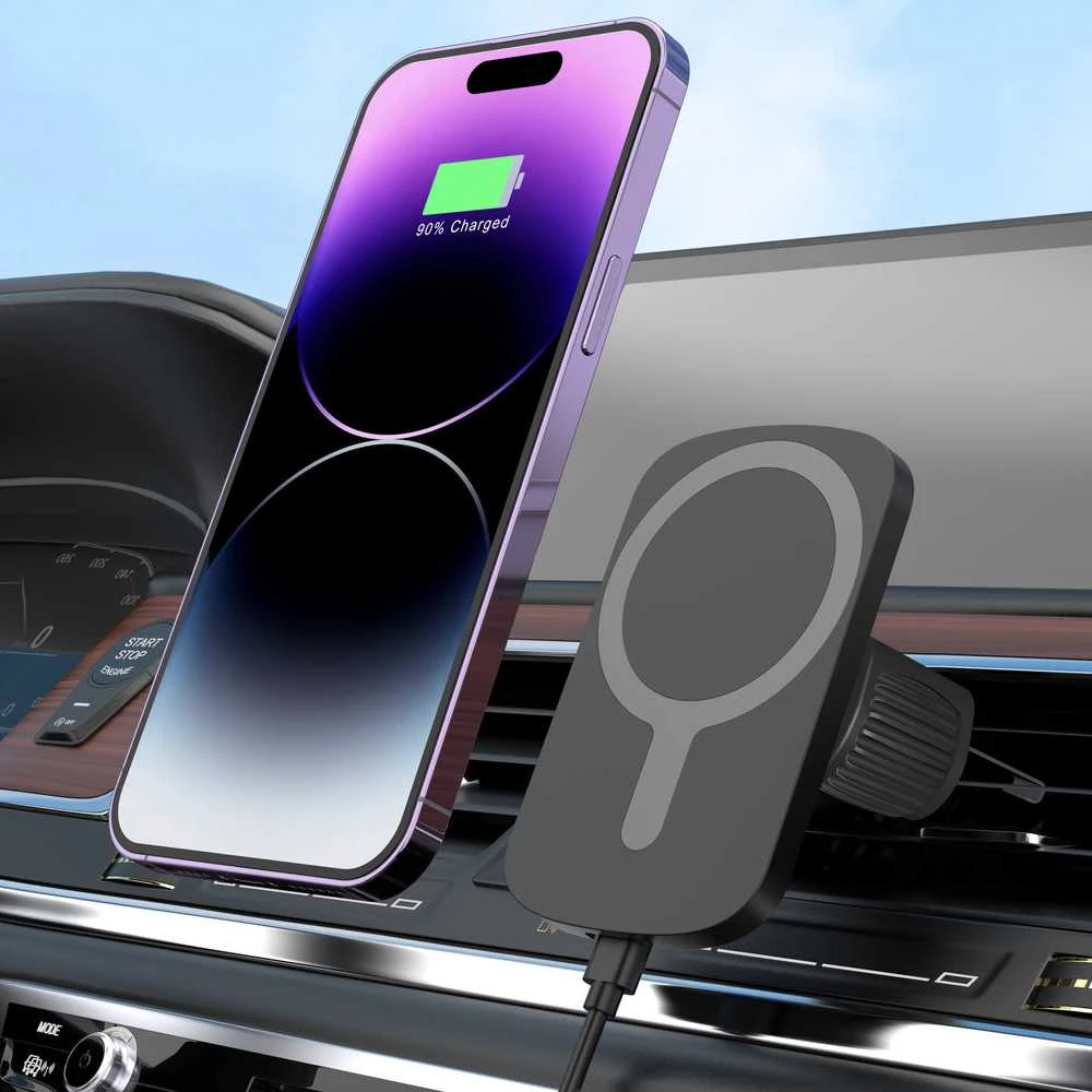 Setty automobilinis laikiklis MS su belaidžiu įkrovimu IUM1-01 juodas