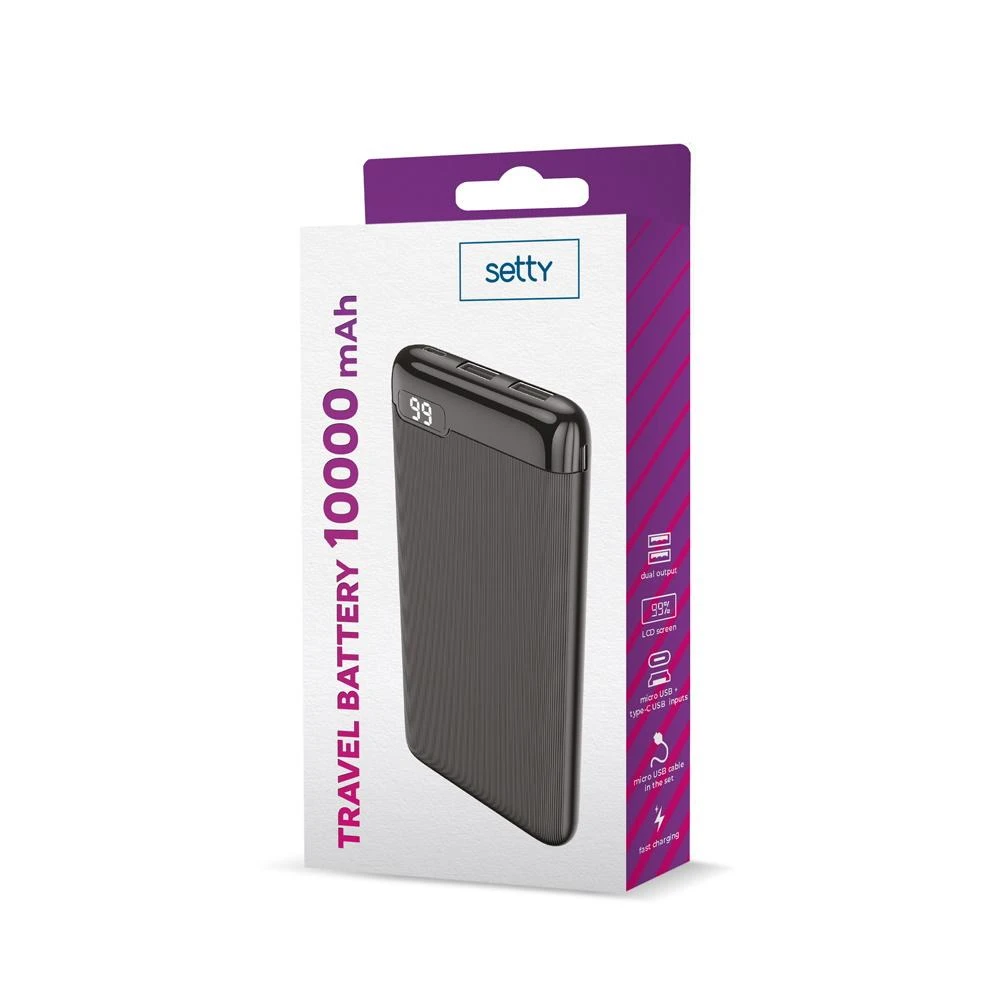 TelForceone "Setty" maitinimo bankas 10000 mAh LCD SPBL-10 juodas