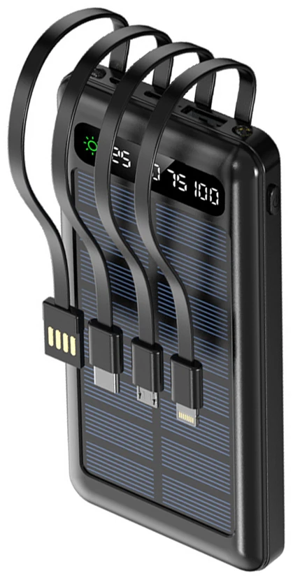 TelForceone "Setty" saulės energijos bankas SLR-100 10000 mAh, juodas