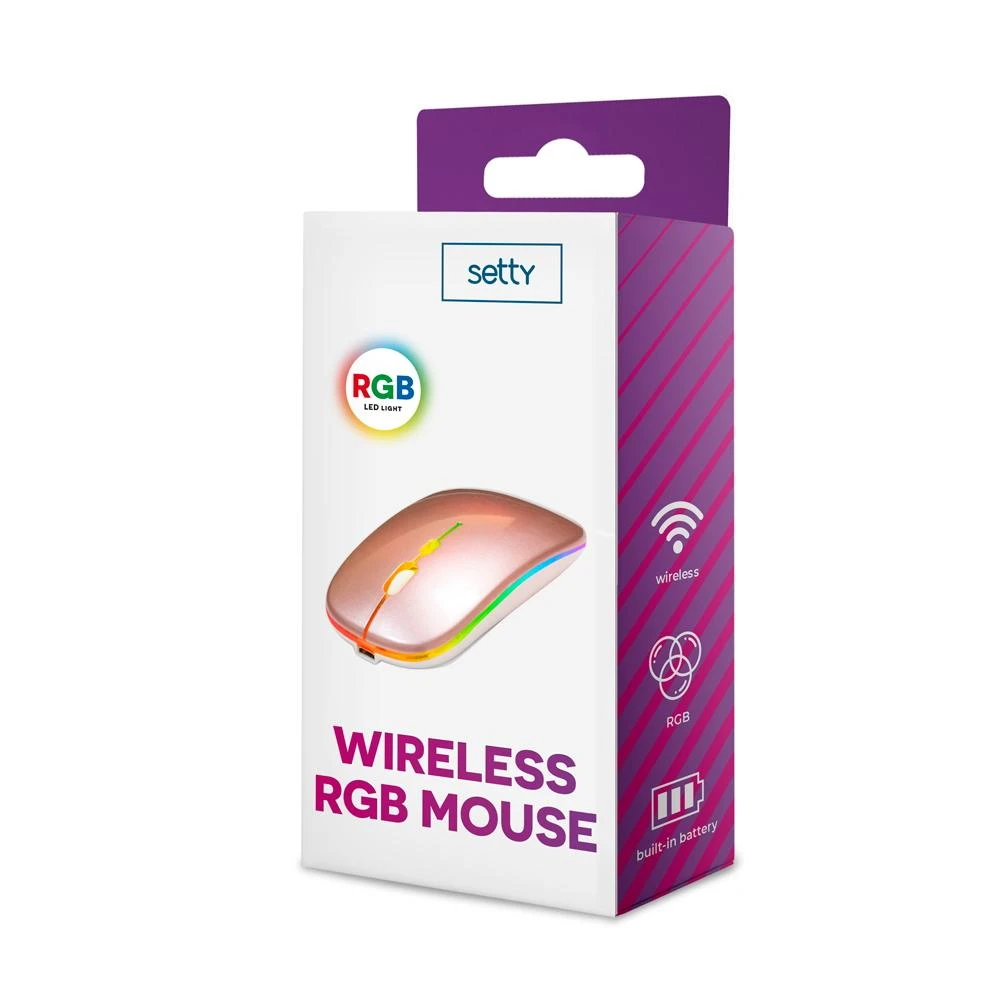 TelForceone Setty belaidė RGB pelė rožinio aukso spalvos