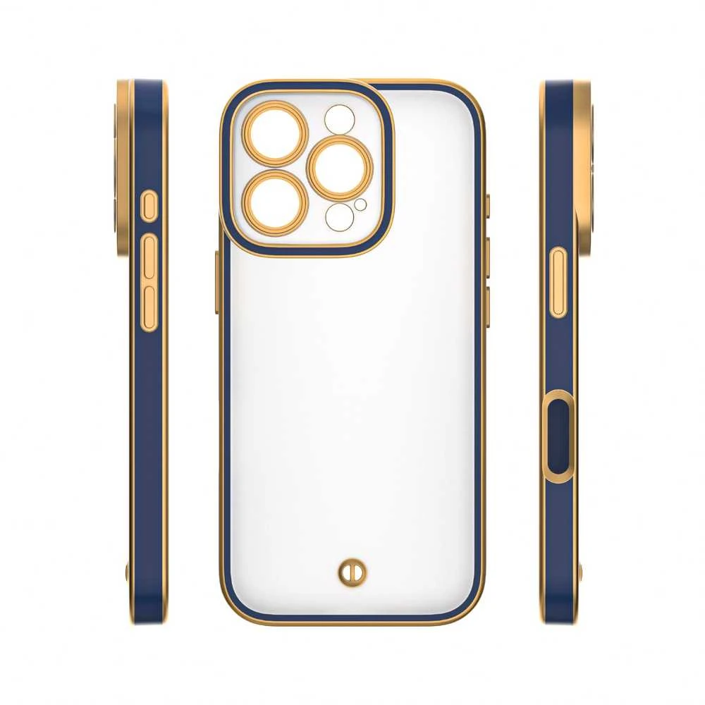 Telforceone Silky Šilkinis auksinis dėklas, skirtas „iPhone 16“, mėlynas