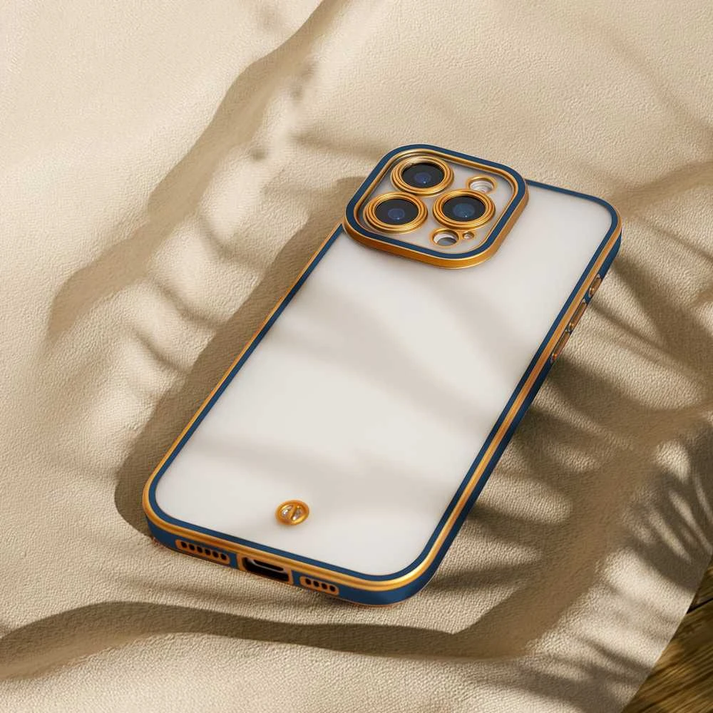 Telforceone Silky Šilkinis auksinis dėklas, skirtas „iPhone 16“, mėlynas