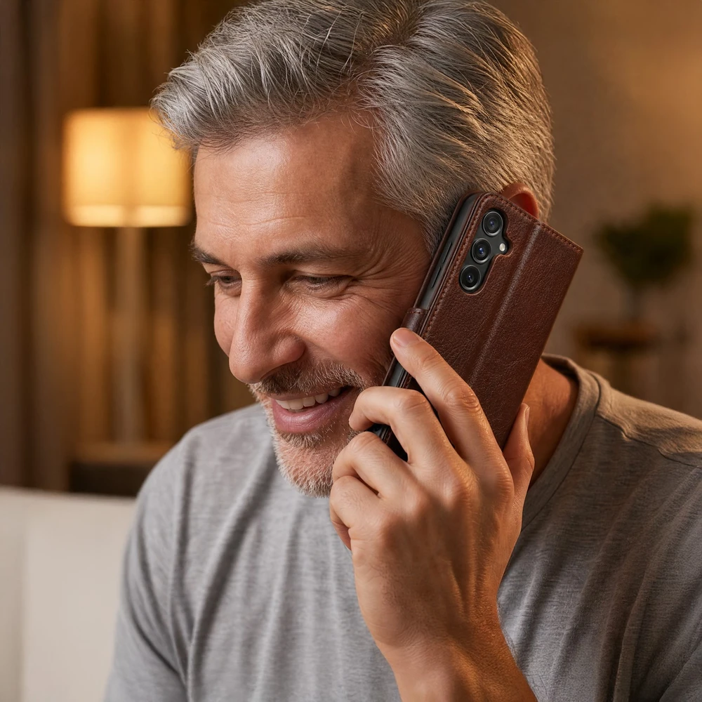 TFO Telforceone „Smart Luxe“ odinis dėklas, skirtas „Xiaomi Redmi Note 15 Pro 5G“, rudas