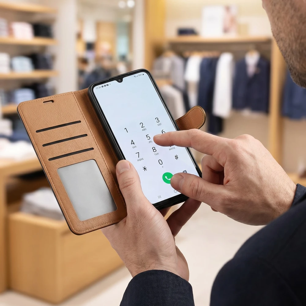 TFO Telforceone „Smart Luxe“ odinis dėklas, skirtas „Xiaomi Redmi Note 15 Pro 5G“, rudas