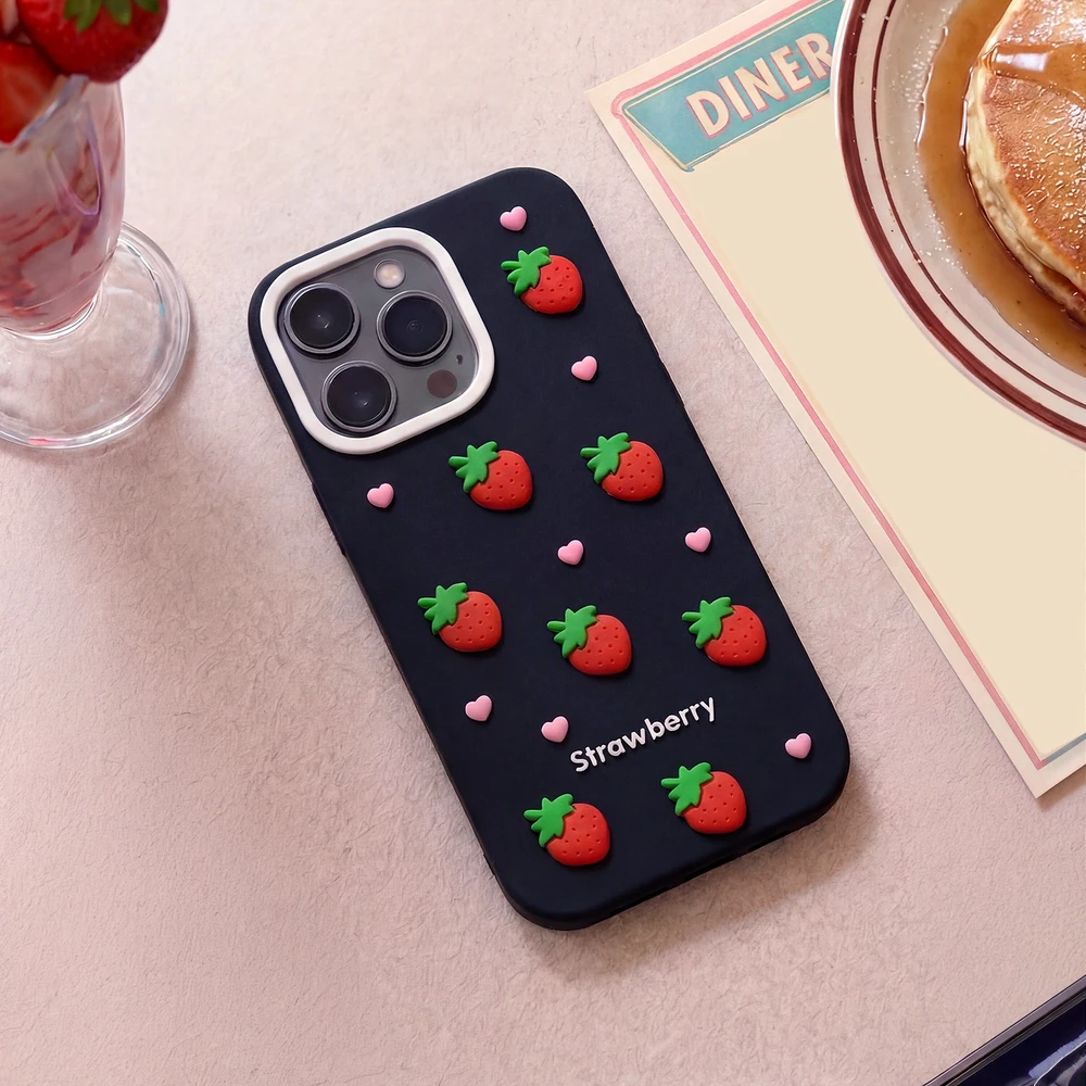 TFO Telforceone Braškių spalvos dėklas, skirtas iPhone 14 Pro / 15 Pro 6,1 colio, juodas