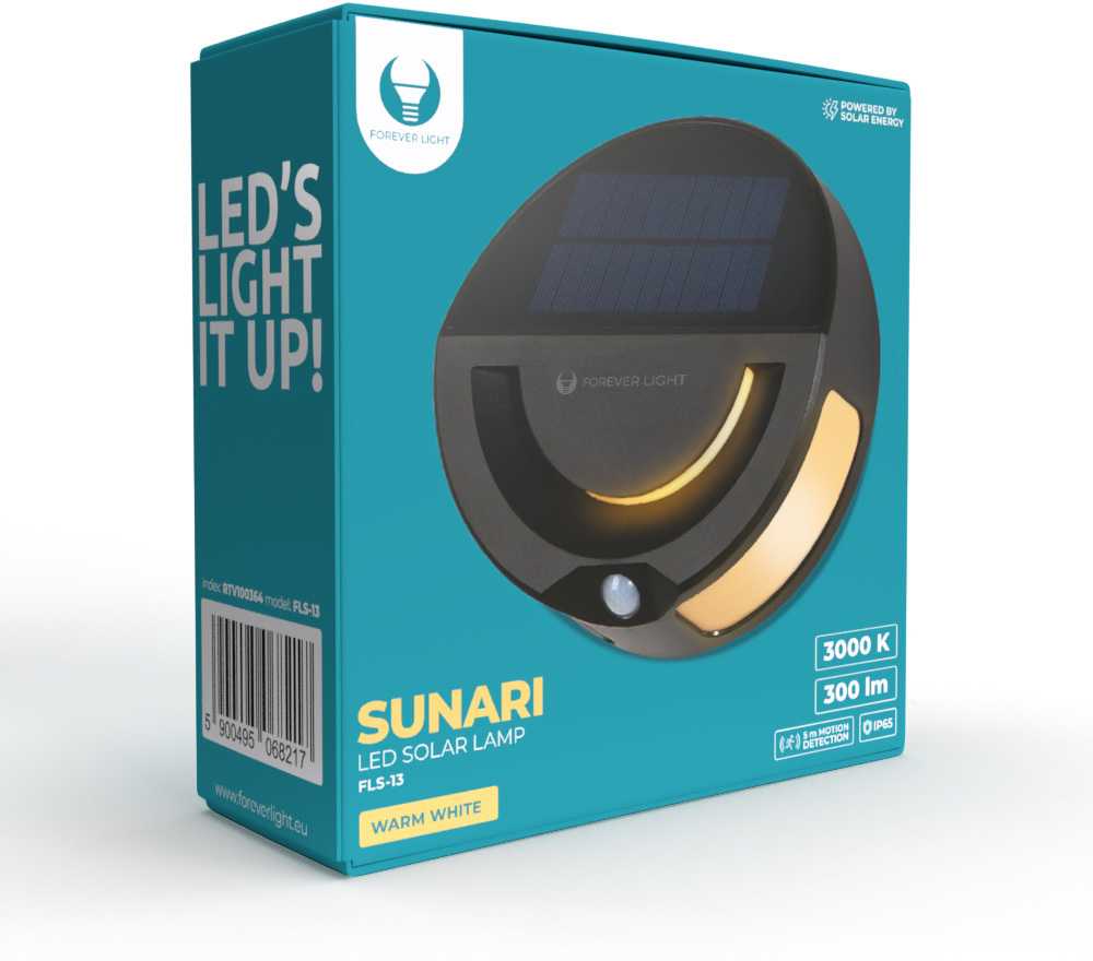 Forever TelForceone SUNARI saulės lempa LED FLS-13 32*SMD PIR 6W 300lm 3000K 1200mAh ličio jonų amžina šviesa