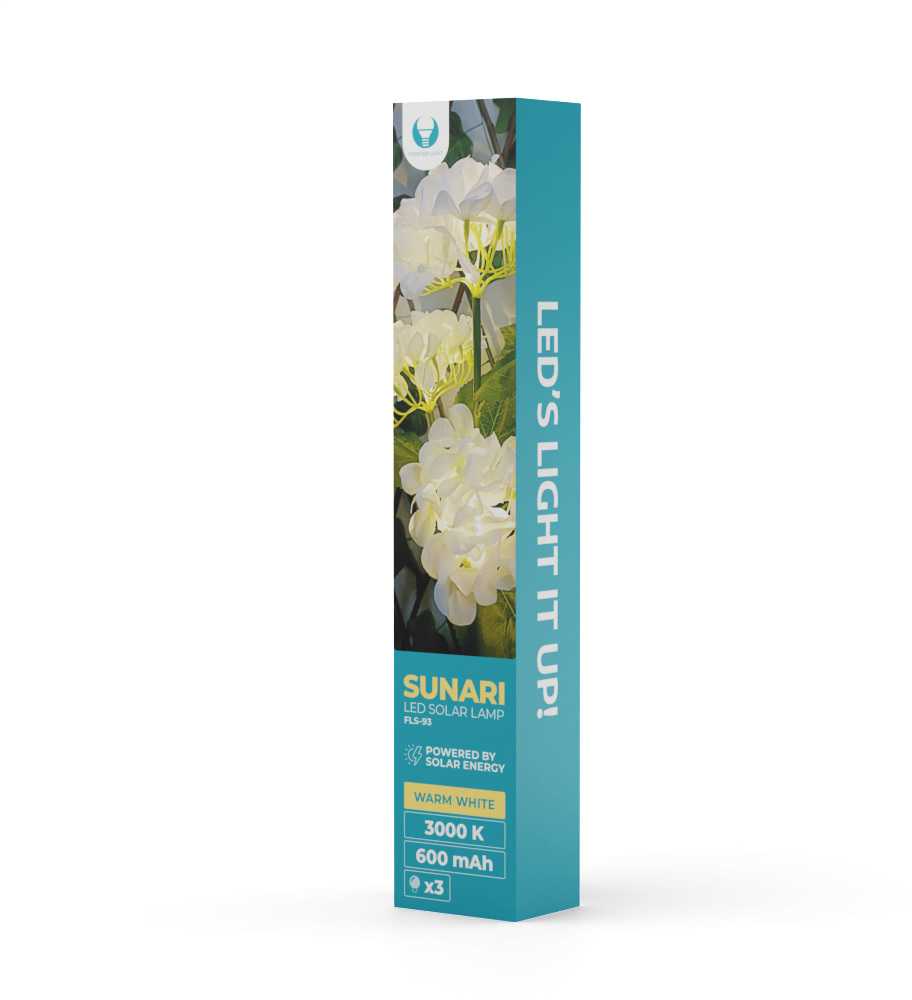 TelForceone SUNARI saulės lempa LED FLS-93 Hydrangeas 3000K 600mAh Li-Ion Forever Light