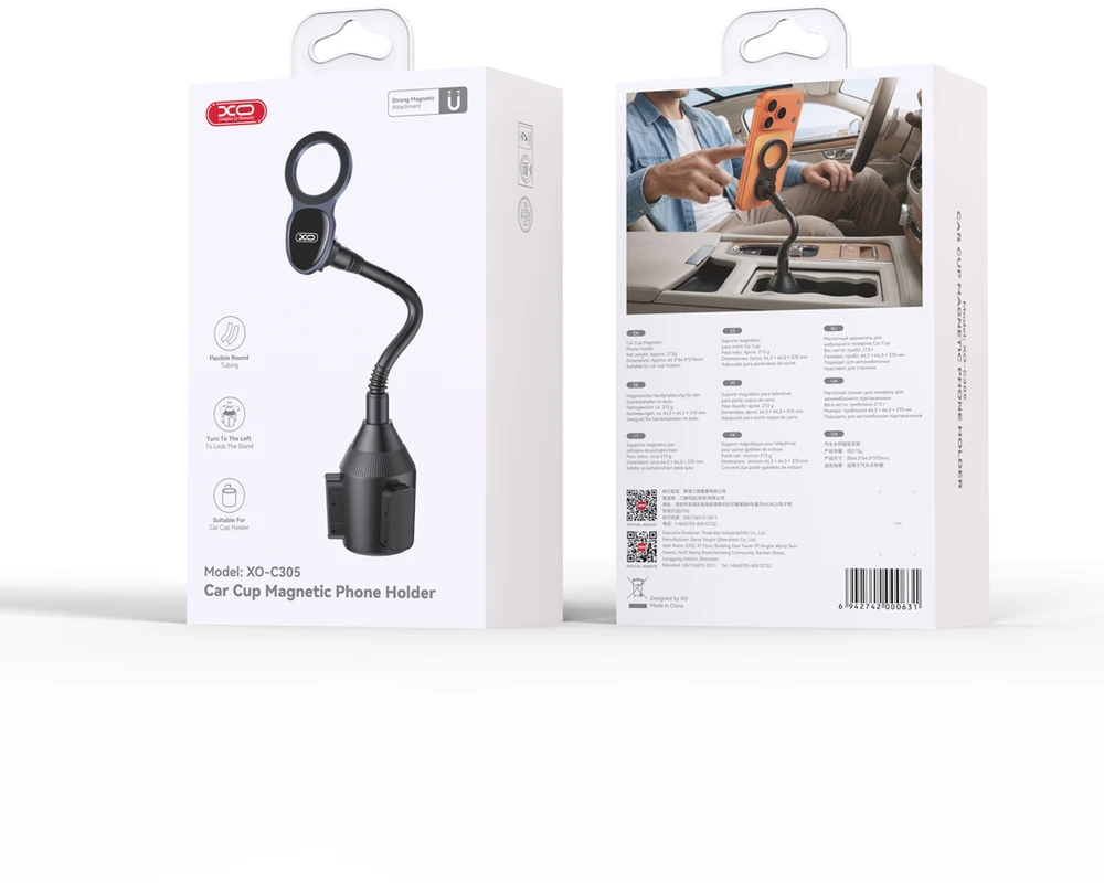 XO automobilinis laikiklis C305 juodas puodelio laikikliui, skirtas MagSafe