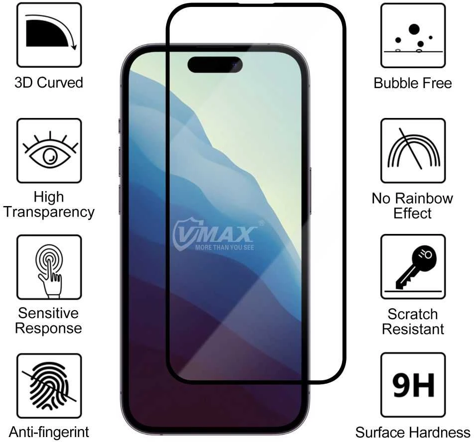 Vmax 9D grūdintas stiklas, skirtas Xiaomi Redmi 13