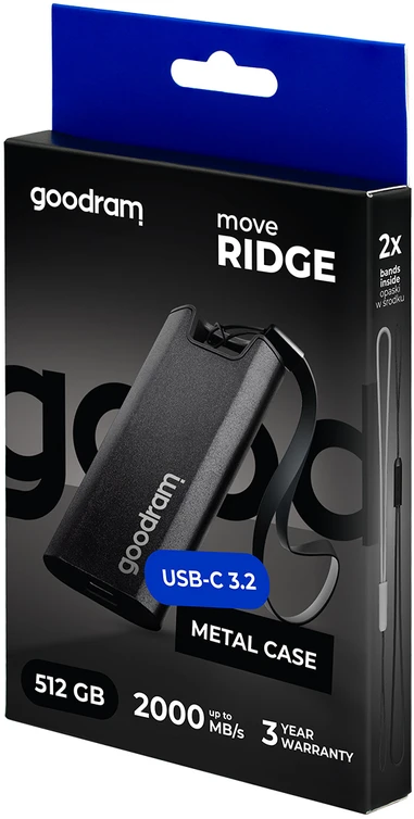 Kietasis diskas „Goodram“, nešiojamasis SSD 512 GB, kompaktiškas, aliuminis, 18 g, rašymo/rašymo – 2000/1500 MB/s