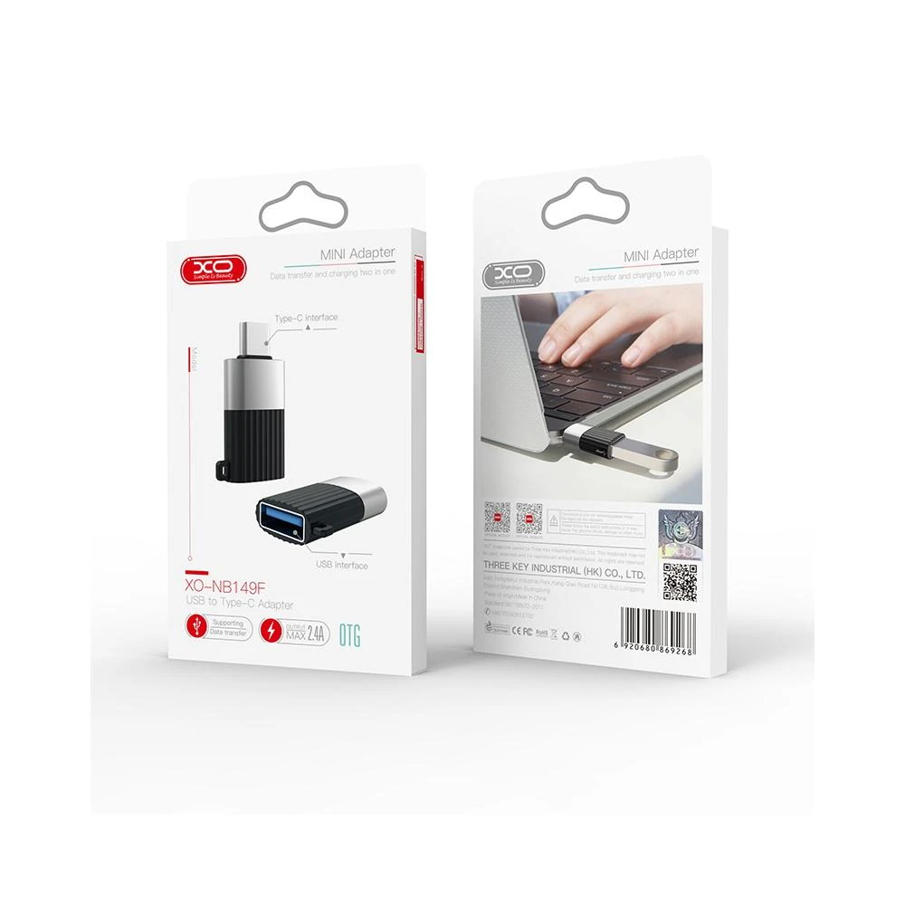 XO adapter NB149-F USB - USB-C juodas OTG