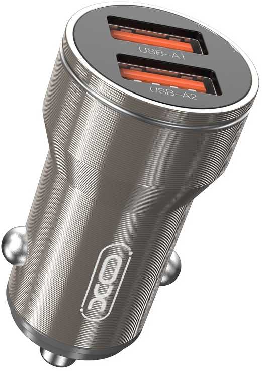 XO automobilinis įkroviklis CC48 2x USB 2,4A juodas + USB-C laidas