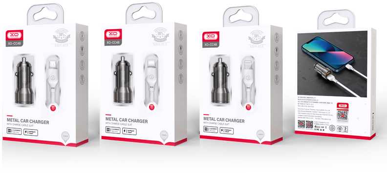 XO automobilinis įkroviklis CC48 2x USB 2,4A juodas
