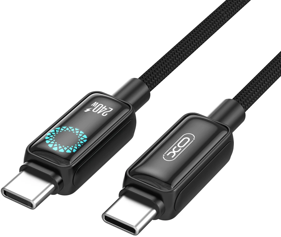 XO cable NB-Q312A PD USB-C - USB-C 1,0m 240W juodas with LED