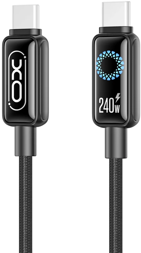 XO cable NB-Q312A PD USB-C - USB-C 1,0m 240W juodas with LED