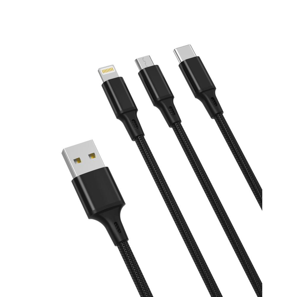 XO kabelis NB173 3in1 USB - Lightning + USB-C + microUSB 1,2 m 2,4A raudonos spalvos