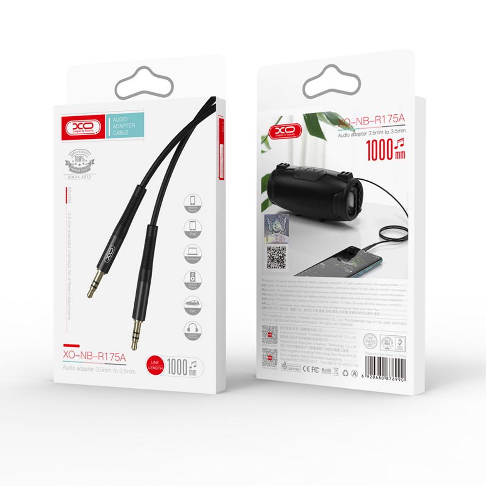 XO audio kabelis NB-R175A jack 3,5mm - jack 3,5mm 1,0 m juodos spalvos