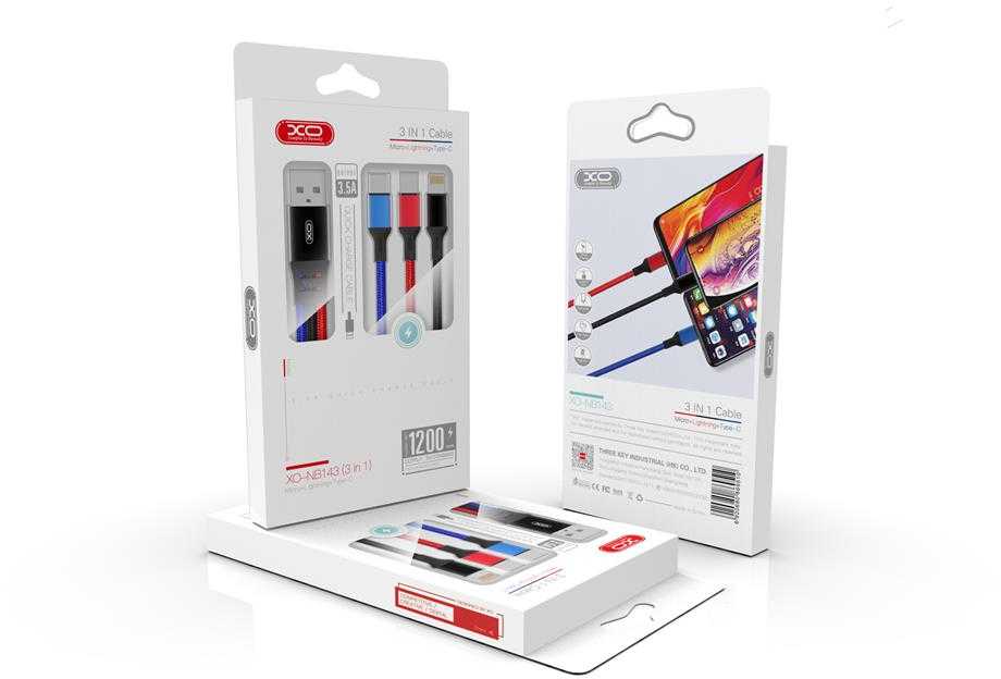 XO laidas NB143 USB – USB-C 2,0 m 2,4A juodas