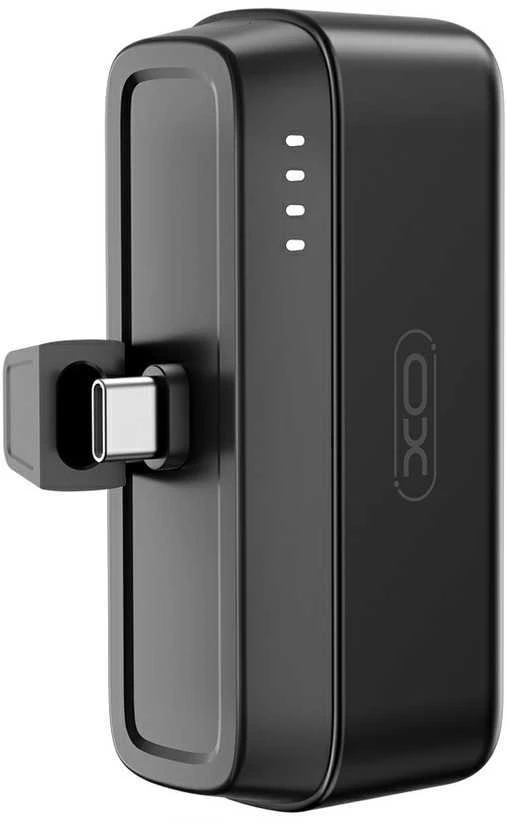 XO power bank mini PR244 20W 5000 mAh su Lightning jungtimi juodos spalvos