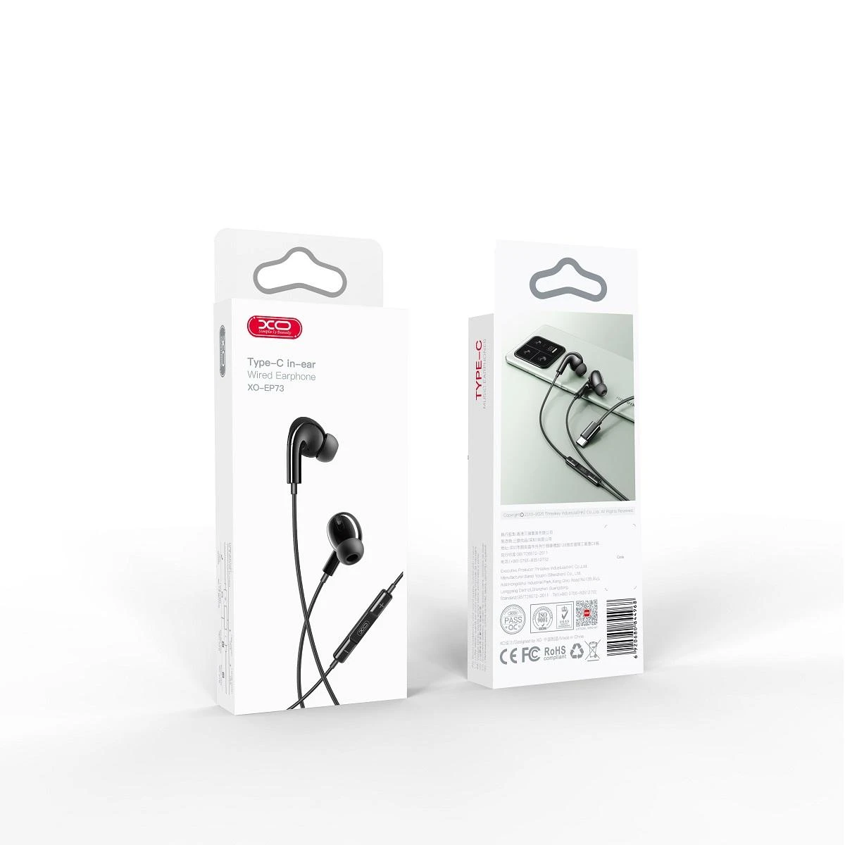 XO laidinės ausinės EP73 USB-C baltos spalvos