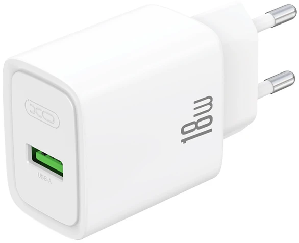 XO wall charger CE50 QC 18W 1x USB baltas