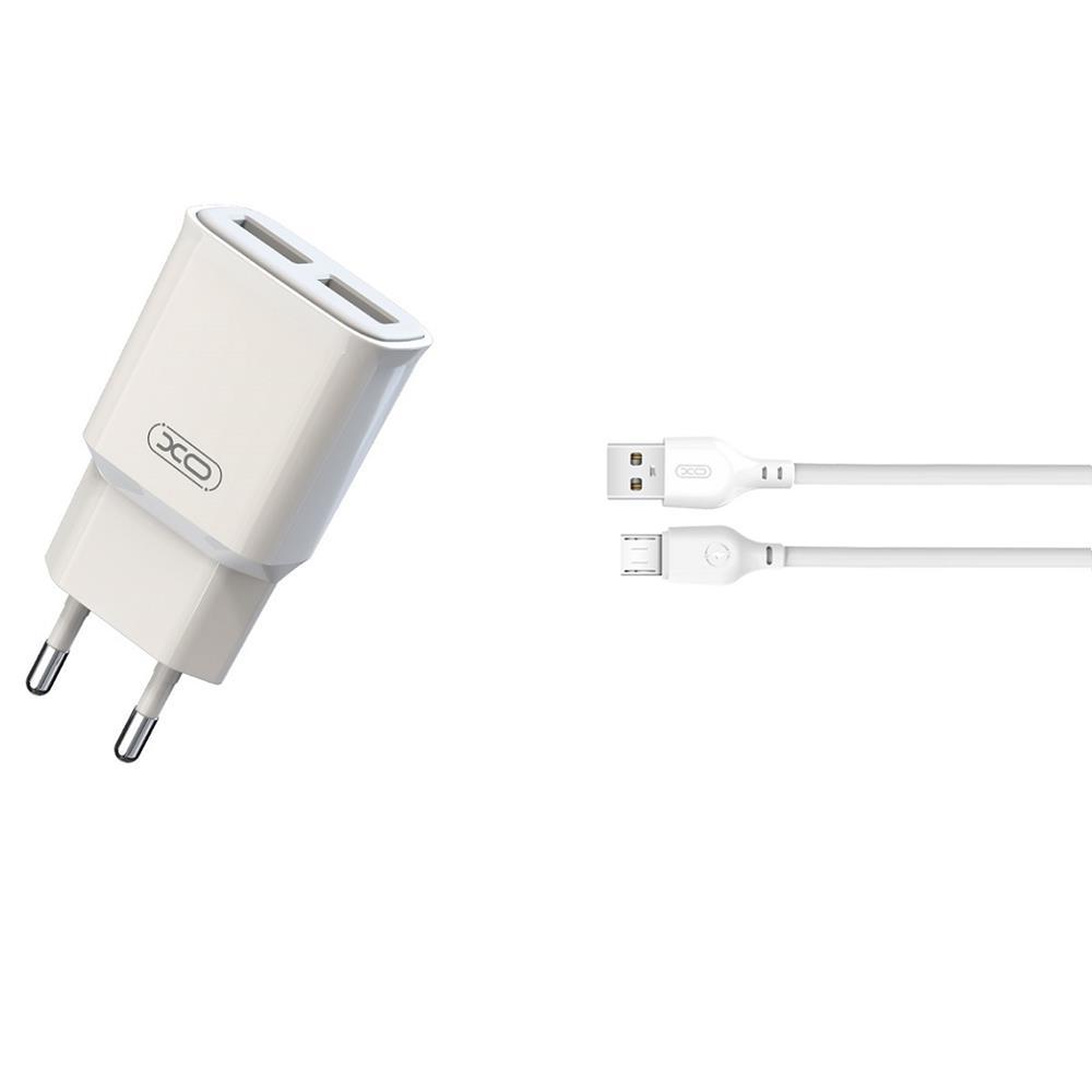 XO sieninis įkroviklis L92C 2x USB 2,4A juodas + USB-C laidas