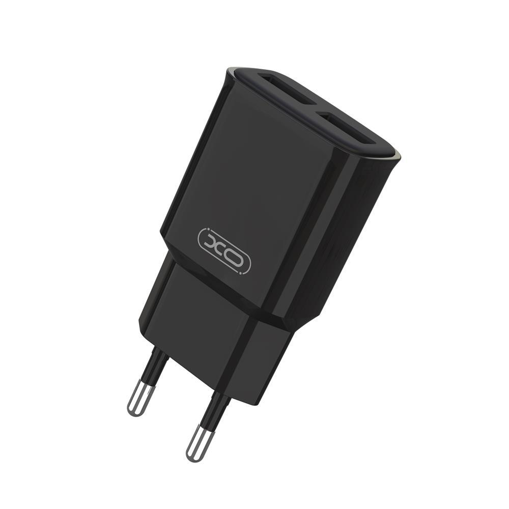 XO sieninis įkroviklis L92C 2x USB 2,4A juodas + USB-C laidas