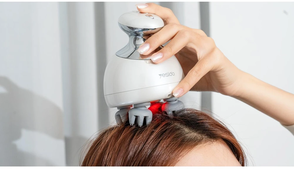 Yesido IPX7 Atsparus vandeniui Head Massager MG12 baltas 1200mAh 15-minute sessions