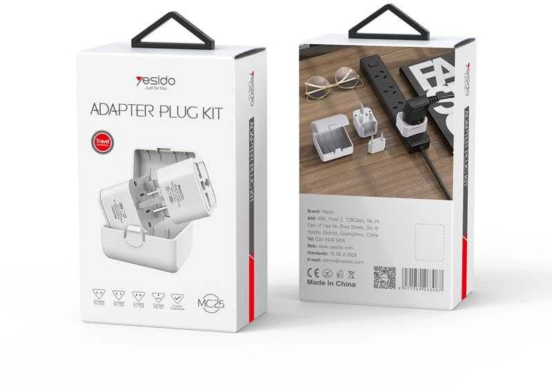 Yesido MC25 kelioninis adapteris dėžutėse