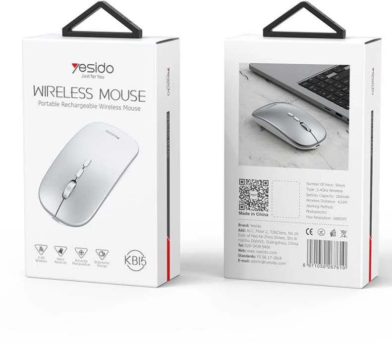 Yesido kompiuterinė pelė KB15 belaidė baltos spalvos