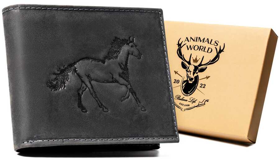 Always Wild Vyriška odinė piniginė N992-CHM HORSE BROWN