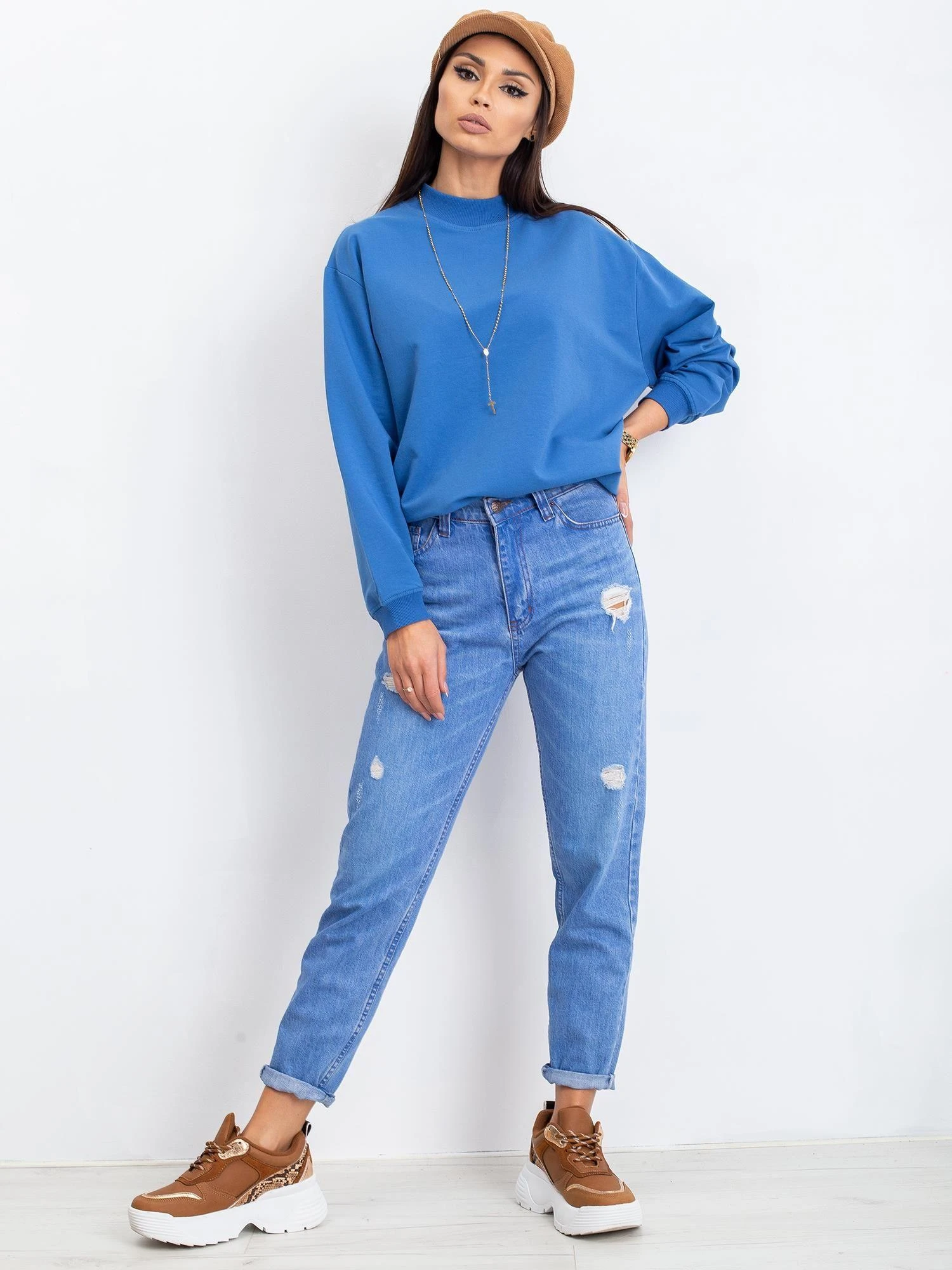 Basic Feel Good Megztinis-RV-BL-5185.73P-tamsiai mėlynas