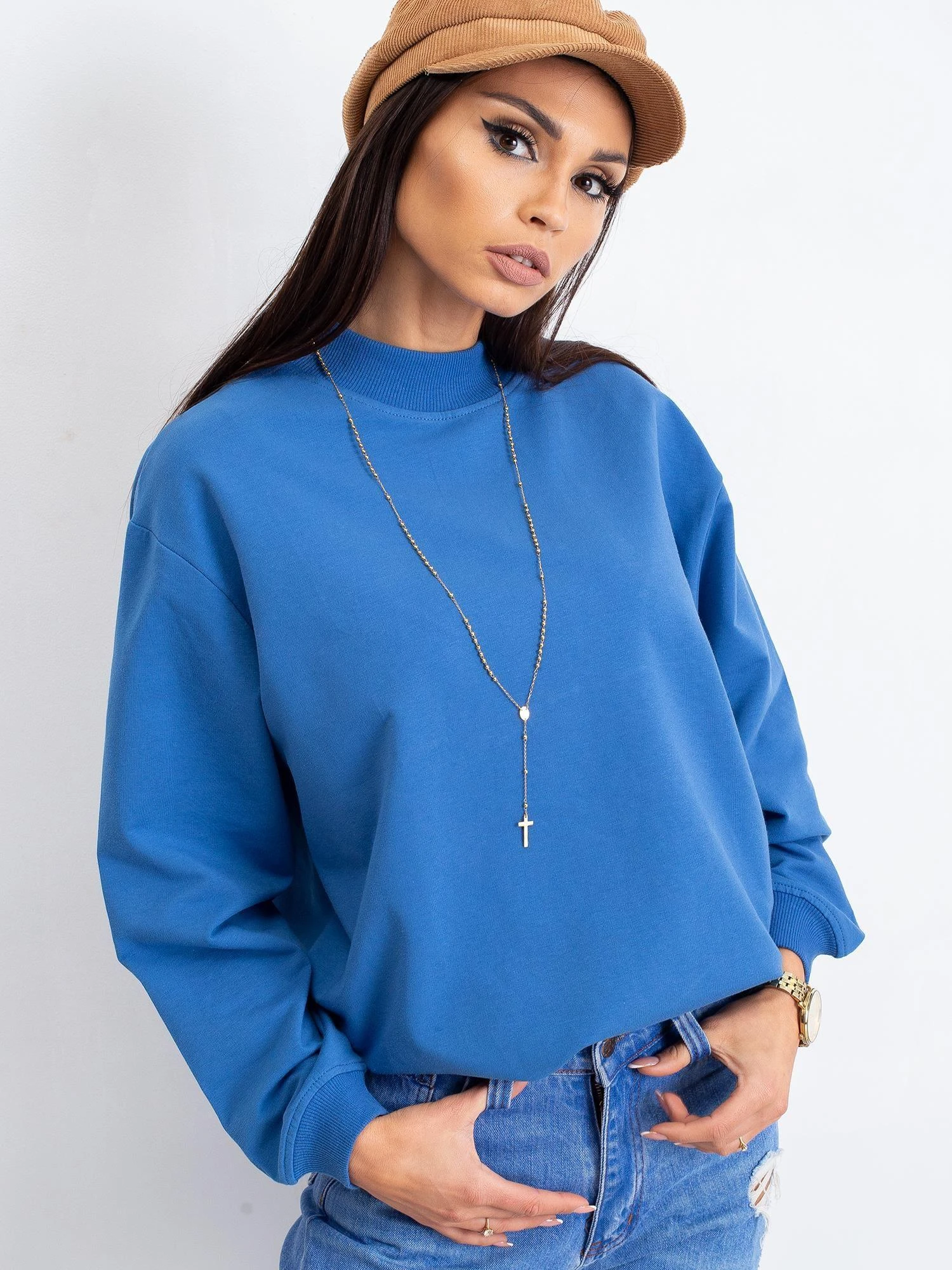 Basic Feel Good Megztinis-RV-BL-5185.73P-tamsiai mėlynas