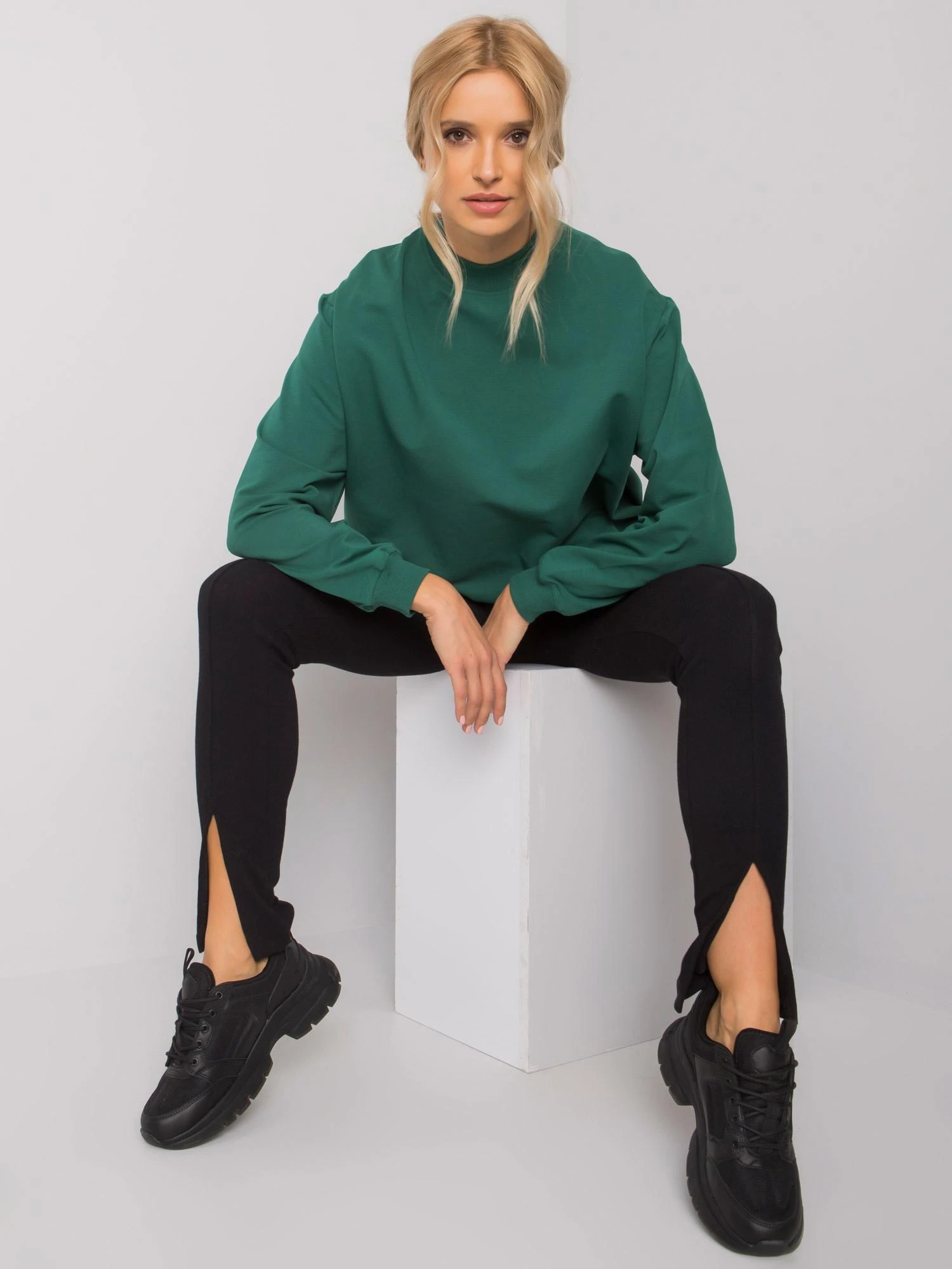 Basic Feel Good Megztinis-RV-BL-5185.90P-tamsiai žalias