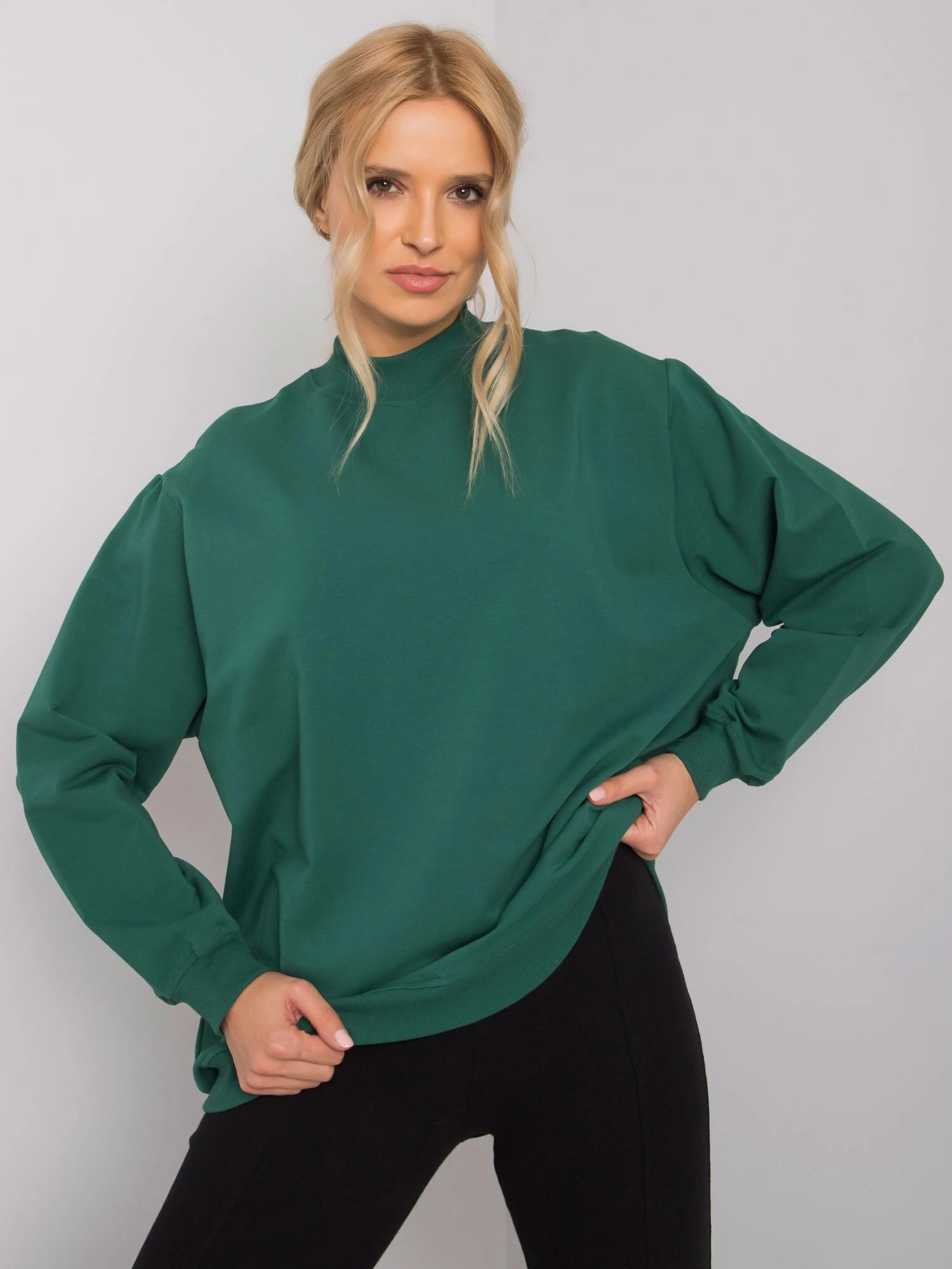 Basic Feel Good Megztinis-RV-BL-5185.90P-tamsiai žalias