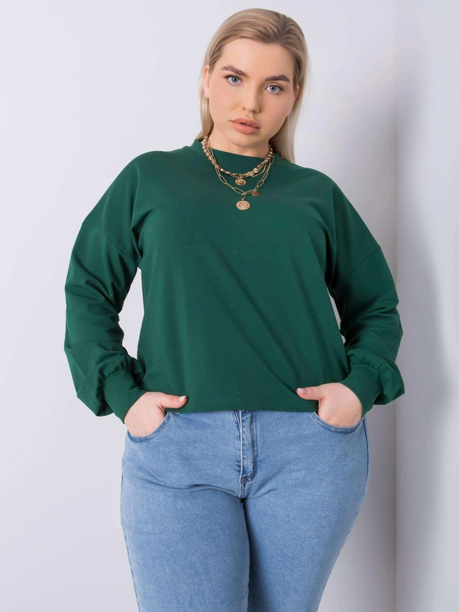 Basic Feel Good Megztinis-RV-BL-6317.94-tamsiai žalias