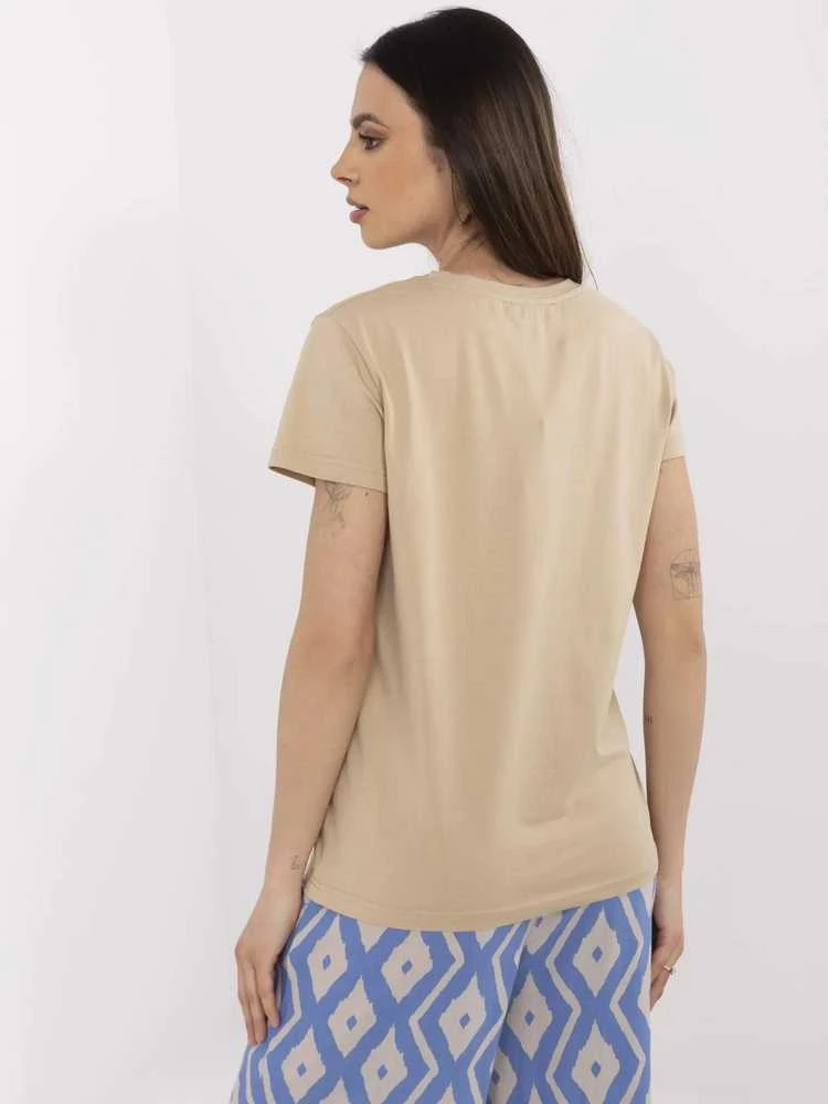 Basic Feel Good T-shirt-CLM-TS-1639.12-smėlio spalva