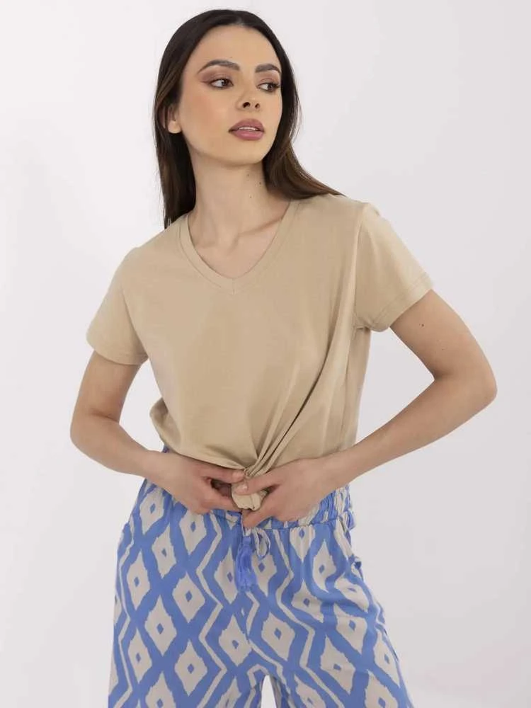 Basic Feel Good T-shirt-CLM-TS-1639.12-smėlio spalva